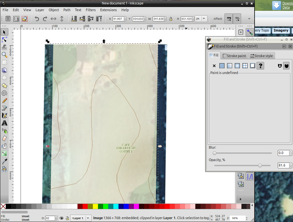 Overlay the topo map and scale and align it to the background. Overlay topo